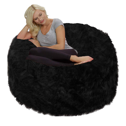 Chill Sack - Bean Bags Memory Foam Bean Bag Chair, 4-Feet Plush Faux Fur Cover