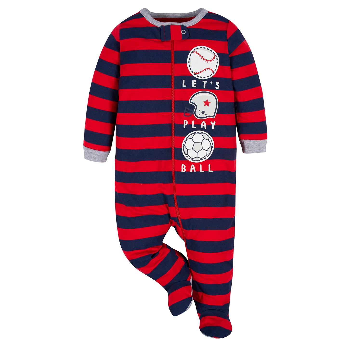 Gerber Baby Boy's 4 Pack Sleep 'N Play Footie, Sports Blue, 6-9 Months