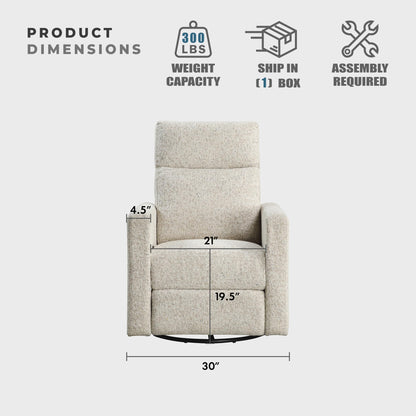 Lexicon Swivel Glider Recliner Chair, Nursery Glider, Chenille Fabric Recliner, Manual Recliner Sofa Chair for Living Room/Office/Apartment, Quartz