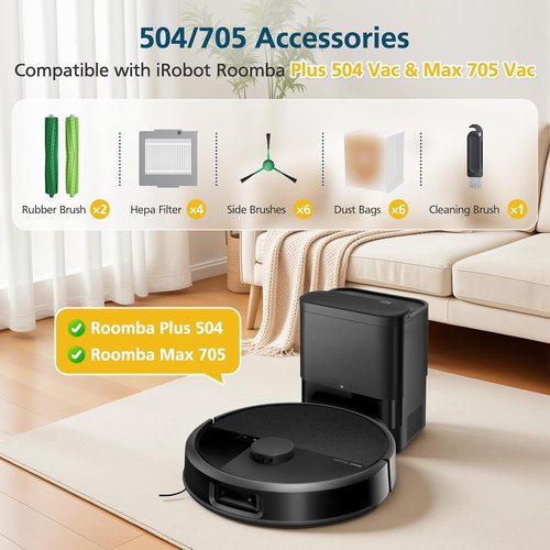 iRobot Roomba 504/705 Replacement Parts Kit - 19-Pack Accessories with Roller Brushes, Dust Bags & Filters