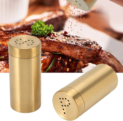 2 Pack Gold Spice Jar, Stainless Steel Shaker with Screw Open Top for Uniform Size Seasoning Bottles