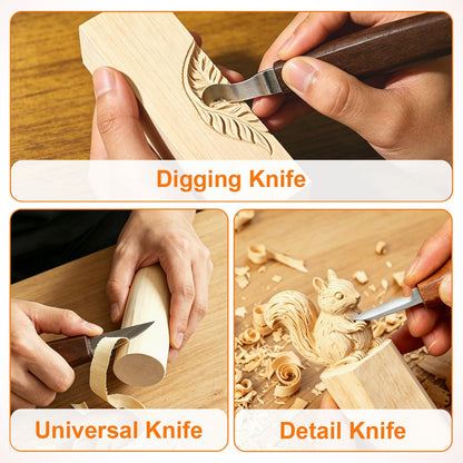 30pcs Wood Carving Kit Includes Basswood Blocks Wood Whittling Knife Kit 4pcs Templates Carving Knives for Wood DIY Beginners
