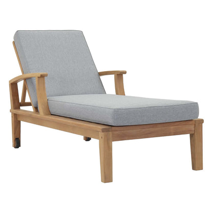 Modway EEI-1151-NAT-GRY-SET Marina Premium Grade A Teak Wood Outdoor Patio Chaise Lounge Chair, Natural Gray