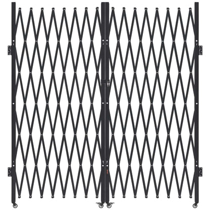 VEVOR Double Folding Security Gate, Lockable Scissor Gate with 360° Swivel Casters, Outdoor Barricade Steel Retractable Gates, for Entry Security, Garage, Warehouse & Pool, 155.12 x 86.81 in (W x H)