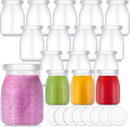 24 Pack 5 oz 48 Zubebe Christmas Glass Milk Bottles with Lids - Versatile Small Glass Jars for Holiday Party Favors