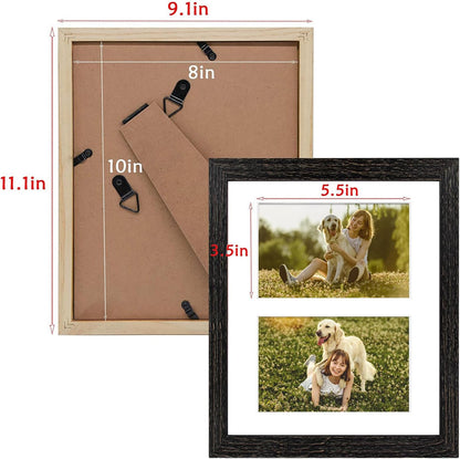 Golden State Art 8x10 Distressed Black Collage Picture Frame, White Mat for (2) 4x6 Pictures