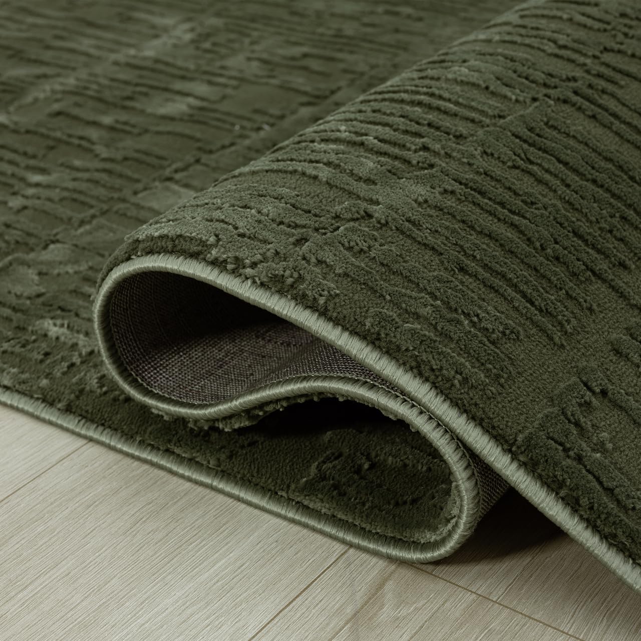 Abani Sage Green Area Rug | 6' x 9' - Forest Textured - Grid, Chunky and Soft Washable Plush Carpet | Perfect for Living Room & Bedroom | Plush Deco Collection