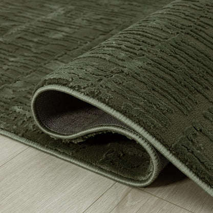 Abani Sage Green Area Rug | 6' x 9' - Forest Textured - Grid, Chunky and Soft Washable Plush Carpet | Perfect for Living Room & Bedroom | Plush Deco Collection