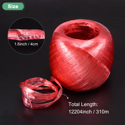 M METERXITY Polyester Nylon Plastic Rope Twine, 4cm Width 310M Length Household Bundled Plastic Ropes Roll for Crafting/Gardening/Packing/Carrying [1017FT/12204IN, Red]