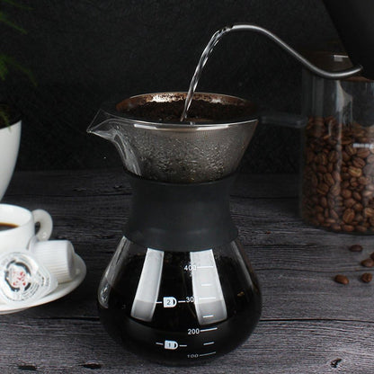 Yosoo Elegant Hand Pour Over Coffee Maker Set, Reusable Manual Drip Filter, Glass Carafe & Stainless Steel Filter