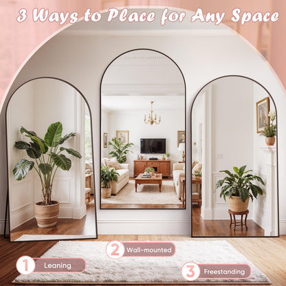 Novlux Full Length Mirror, 81" x 41" Arched Full Body Mirror Large Standing Floor Mirrors, Mirrors for Bedroom, Bathroom, Living Room Standing or Wall Leaning, Black