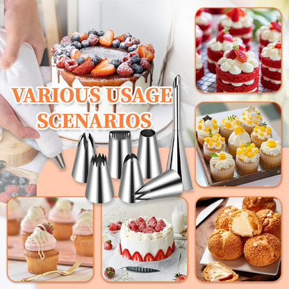 Large Reusable Piping Bags and Tips Set,16 Inch Cotton Pastry Bag with Tips for Cake Decorating,Cupcakes,puff Frosting filling,cookies,eclairs