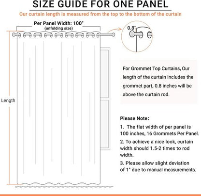 Blackout Shield Extra Wide Sliding Door Curtains - 100% Light Blocking Grommet Drapes, 100”W x 84”L, Grey
