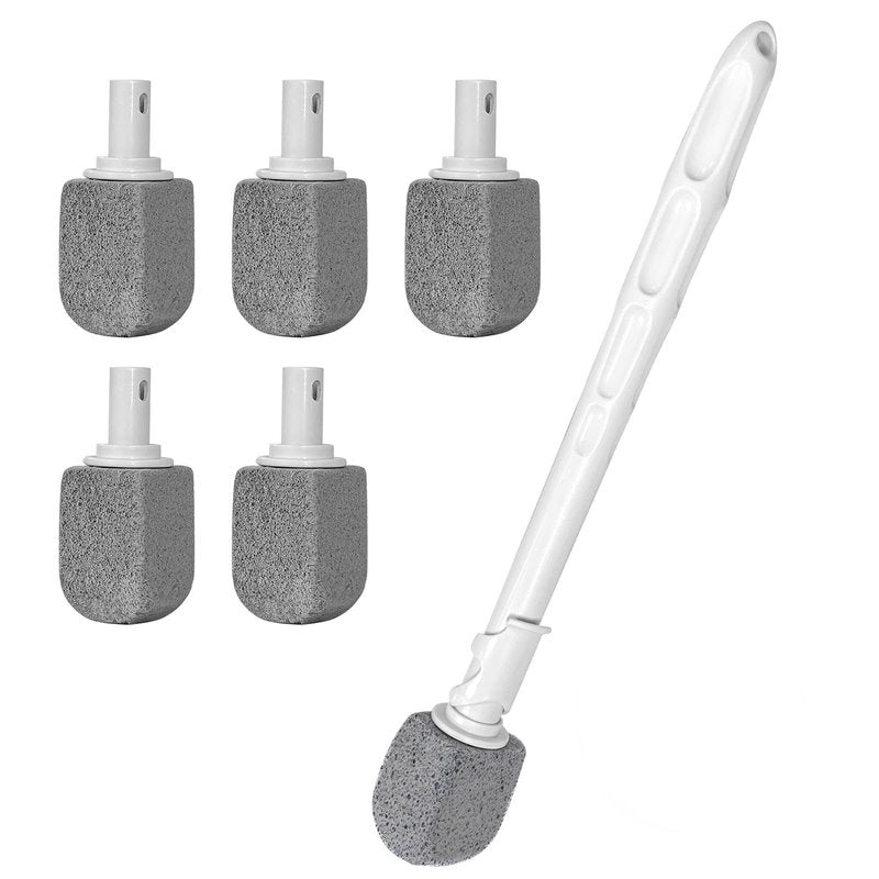 ENWARUTU Upgrade Pumice Stone Toilet Bowl Cleaner,Bathroom Cleaner Brush Toilet Wand Refills with 30CM Long Handle for Remove Hard Water Stains with 1 Wand+ Pumice Stones (5 Pack)