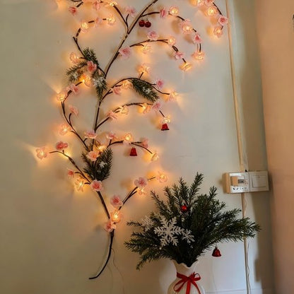 63 Inch Cherry Blossom Tree Light with Remote, 72 LED Cherry Blossom Branch Lights for Wall, 8 Lighting Modes&Timer, Flexible DIY Indoor Decoration for Home, Christmas, Wedding, Party (72LED-63inch)