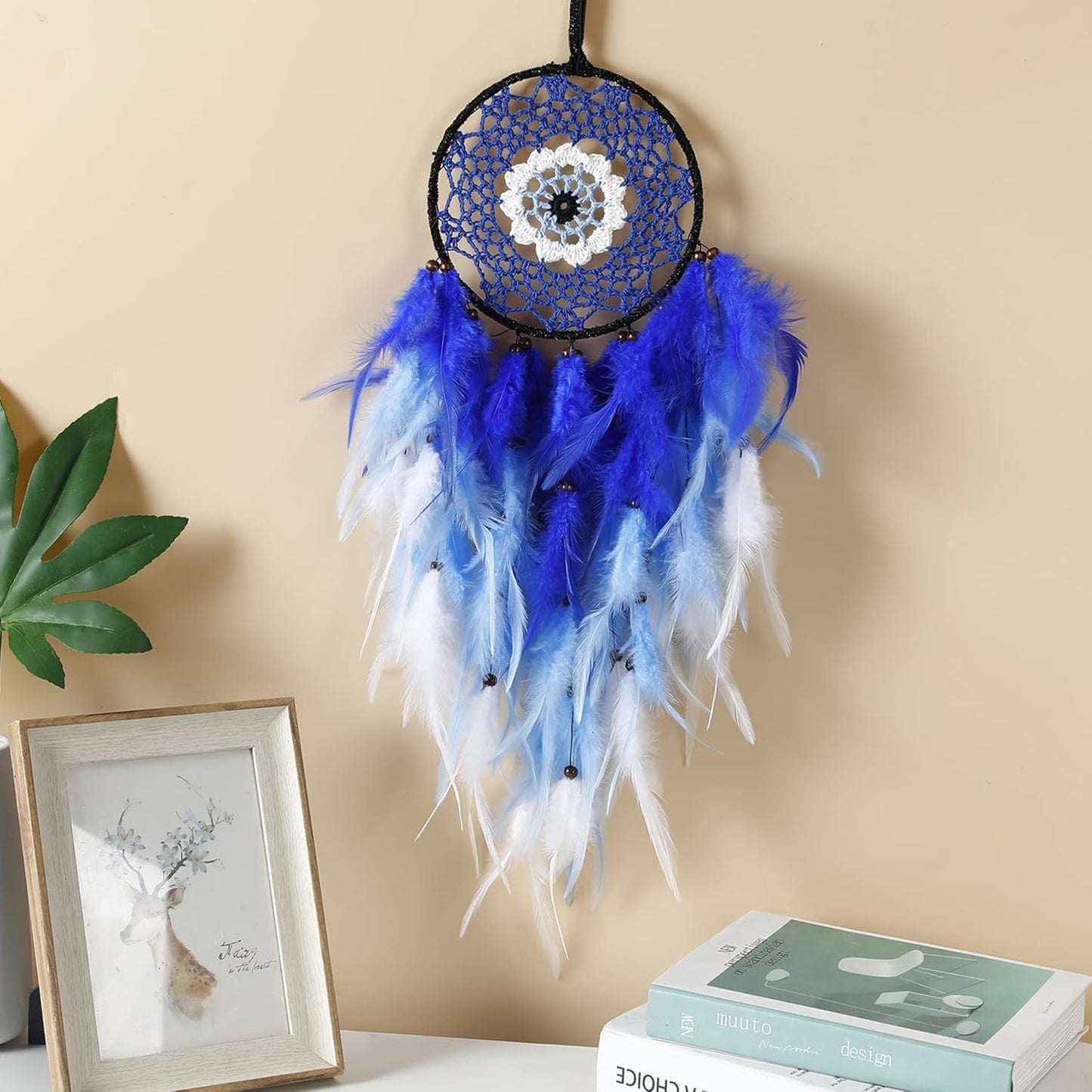 Evil Eye Dream Catchers - Blue Dreamcatcher for Bedroom, Evil Eye Wall Art Hanging Ornament, Good Luck Gifts