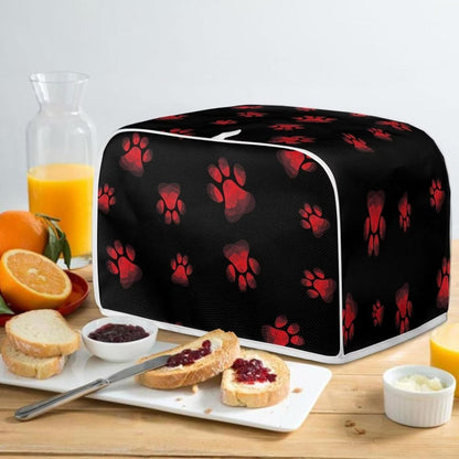Dog Paw Print Toaster Cover, Dustproof Kitchen Decor for Most Standard 4 Slice Toasters