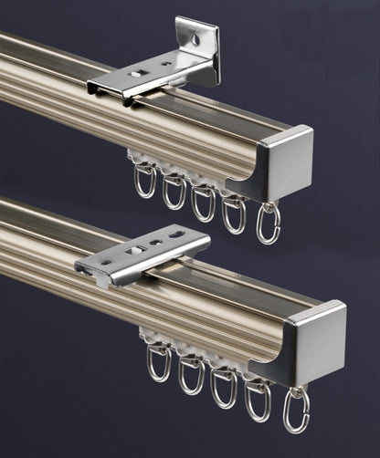 Ceiling Curtain Track Set,Room Divider Track, Shower Curtain Track Set with Hooks and All Accessories for Living Room, Bed Room, Closet and Sliding Door (champagne, For Spaces 18ft - 24ft Wide)