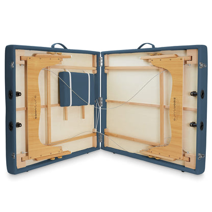 Saloniture Portable Physical Therapy Massage Table - Low to Ground Stretching Treatment Mat Platform - Blue
