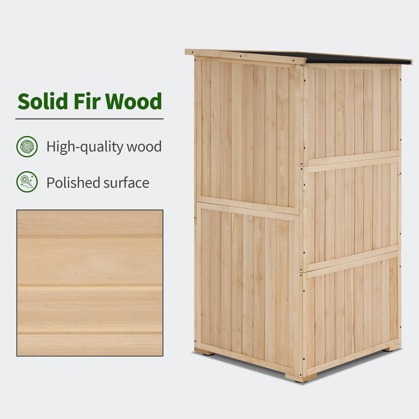 MCombo 30" Deep Wood Sheds & Outdoor Storage, Outside Garden Tool Cabinet Shed with Removable Shelf, Outdoor Storage Cabinet Shed Waterproof for Patio 0786 (Natural)