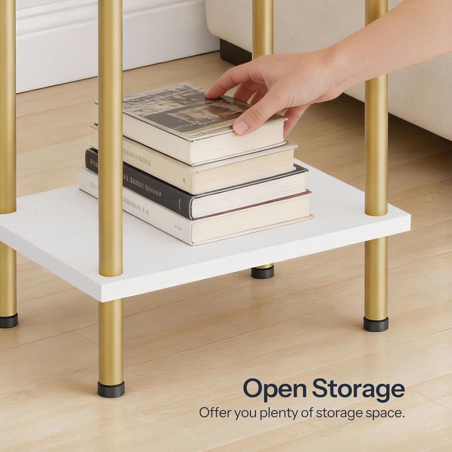 2-Layer DW09BZ01 HOOBRO End Table, Small Side Table, Nightstand with Storage Shelves, Sofa Table for Small Spaces
