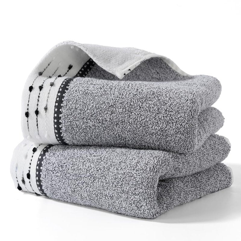 YiLUOMO Grey Hand Towels Tiny Furball Decorative Design Super Soft 100% Terry Cotton Highly Absorbent Bathroom Hand Towel for Home, Hotel, Spa, Pool, Gym 13 x 29 Inch, 2 Pack