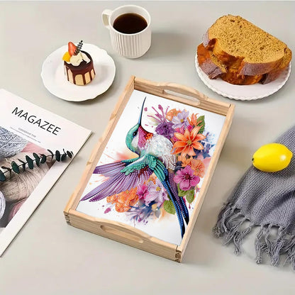 SHLUHA Diamond Art Kits for Adults Wooden Serving Trays with Handle Food Tray for Breakfast Home Decor Gift