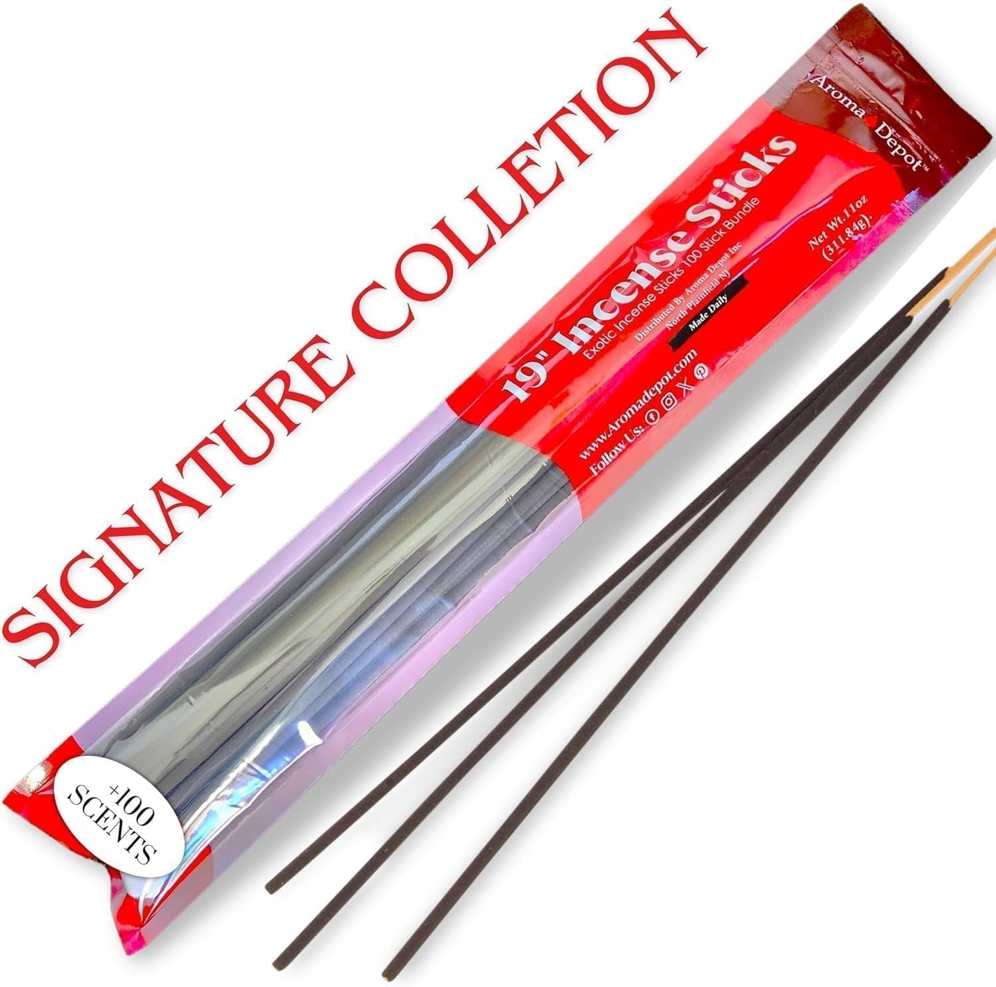 Aroma Depot 19'' Pink Sugar Incense Sticks, Approx 27 to 30 Sticks Per Bundle, Each Burns 3 to 4 Hours