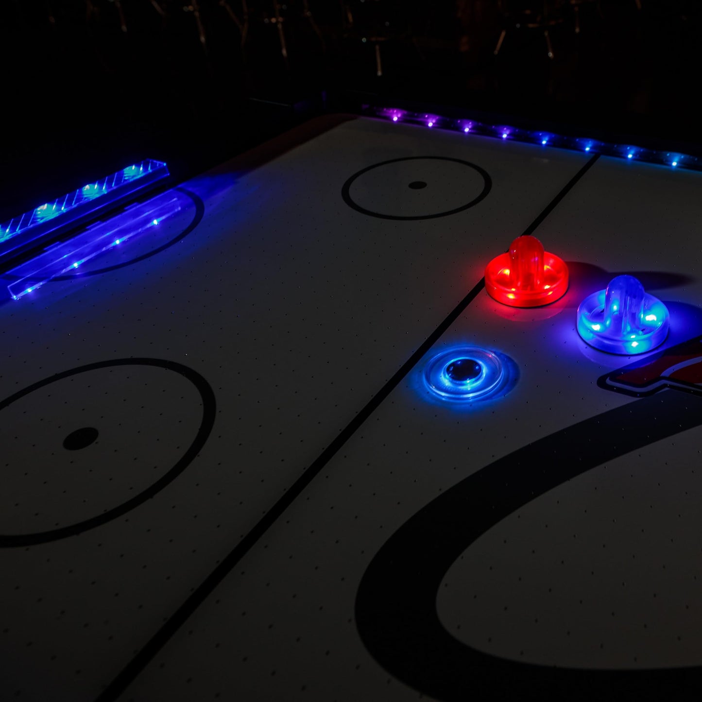 Atomic Top Shelf 7.5’ Air Hockey Table – Arcade Style Table with 120V High‑Power Motor, LED Lumen‑X Lighting, High‑Speed PVC Play Surface & LED Accessories