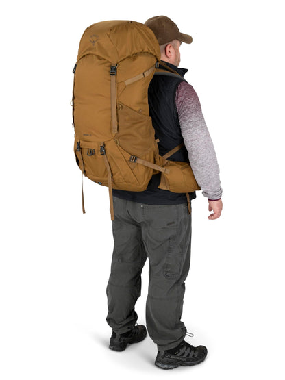 Osprey Rook 65L Men's Backpacking Backpack, Histosol Brown/Rhino Grey, Extended Fit
