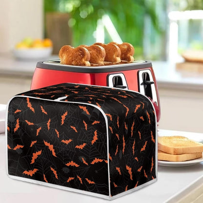 Halloween Spider Web Bats Toaster Cover, Dustproof 4 Slice Small Appliance Cover
