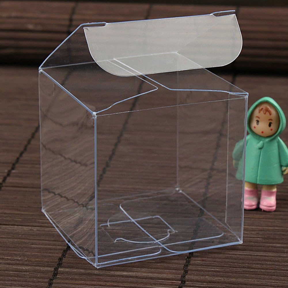 Lucky Monet 50 Pack Clear Gift Boxes 2" x 2" x 2", Transparent PVC Packing Box for Wedding, Birthday, Jewelry