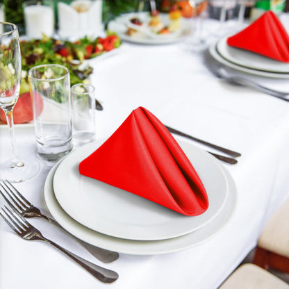 SuperO Set of 80 Cloth Napkins 17 x 17 Inch, Polyester Solid Washable Dinner Napkins with Hemmed Edges,Great for Restaurant, Wedding and Party(Red)