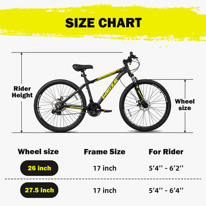 WEIZE Mountain Bike, 26/27.5-Inch Adult Bike, 21-Speed Rear Disc Brake, Lightweight Aluminum Frame for Men and Women, Comfort Saddle for Outdoor Trail Riding,Black