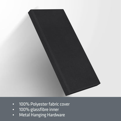 2” Thick Acoustic Panels with Hanging Hardware, 2 PCS 47.2” x 23.6” Fiberglass Sound Absorbing Panels for Home Theater Church Office Wall, Black