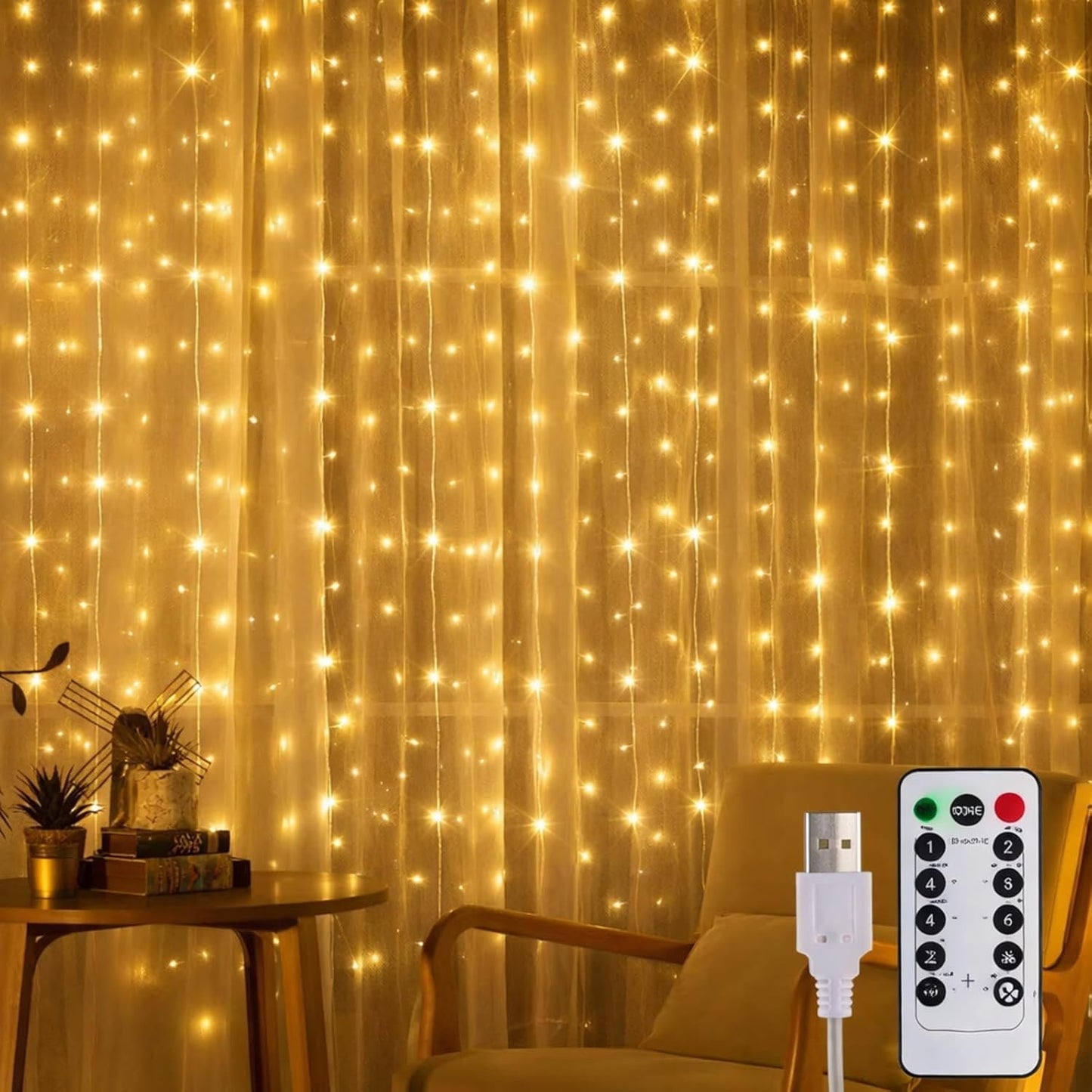 195 6.5 5 8 1 Pack Tuanse LED Curtain Tapestry Lights Backdrop String Lights, x Feet Hanging Fairy Curtain Light
