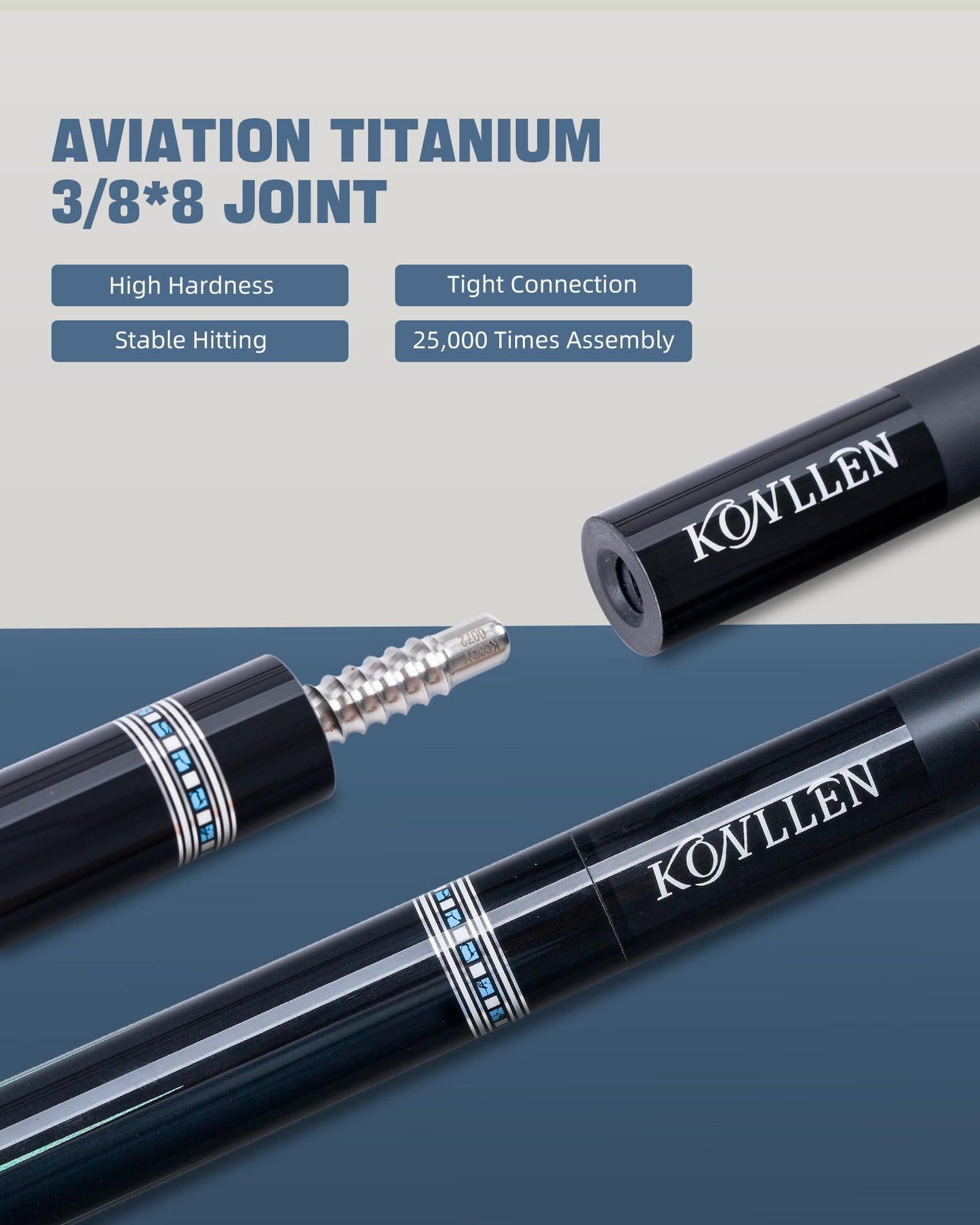 KONLLEN Carbon Fiber Pool Cue Stick 58-inch Professional Pool Sticks Set Low Deflection Pool Cue for Adults