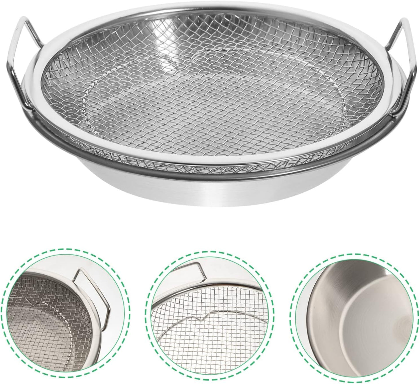 1 Set Mesh Drain Pan, Oil Draining Net, Egg Steamer Rack for Stovetop Barbecue Grill