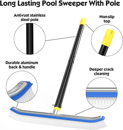 Swimming 6FT,18" Swimming 6FT Swimming Pool Brush with Pole Pool Brush Head with Nylon Bristles Aluminum Back