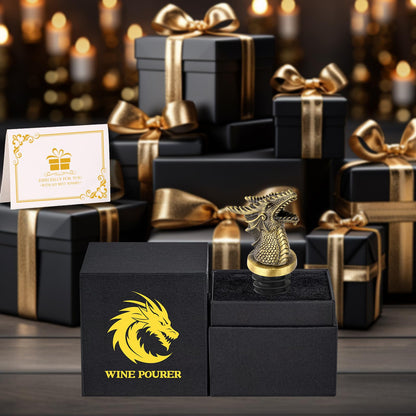 Dragon Head 2-In-1 Wine Bottle Pourer and Stopper, Dragon Gifts for Men Women Dragon Fans, Liquor Bottle Pourers Spout for Alcohol Spirits, Wine Accessories Gifts, Bronze