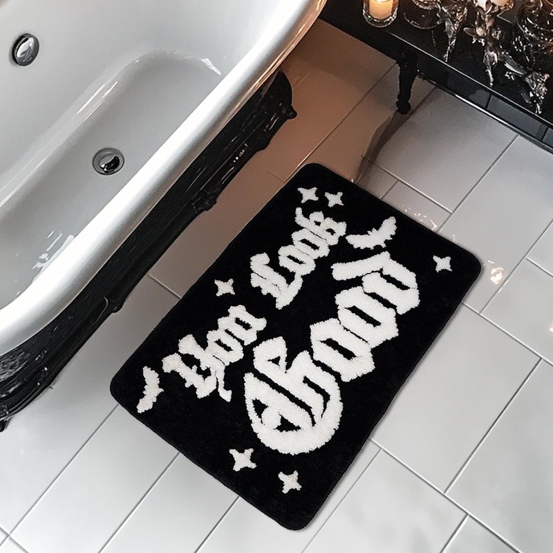 QIONG MENG Halloween Rug Your Look Good Gothic Bathroom Rug Halloween Bath Mat Spooky Bathroom Mat Floor Doormats Rugs 17 x 27 Inch for Tub Home Living Room