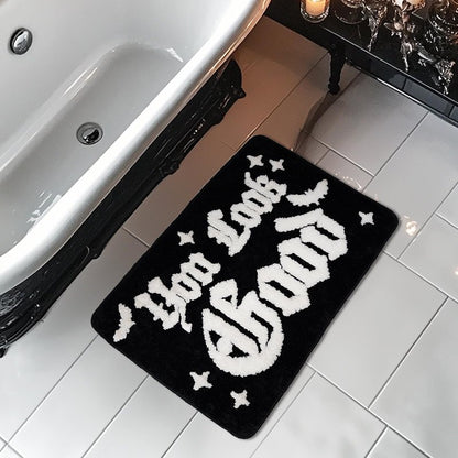 QIONG MENG Halloween Rug Your Look Good Gothic Bathroom Rug Halloween Bath Mat Spooky Bathroom Mat Floor Doormats Rugs 17 x 27 Inch for Tub Home Living Room