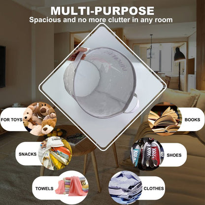 Mziart Kids Laundry Basket, Cute Collapsible Storage Baskets Baby Nursery Hamper Toys Box for Boys and Girls, Foldable Storage Bin Clothes Organizer Basket for Bedroom (Gray Unicorns)