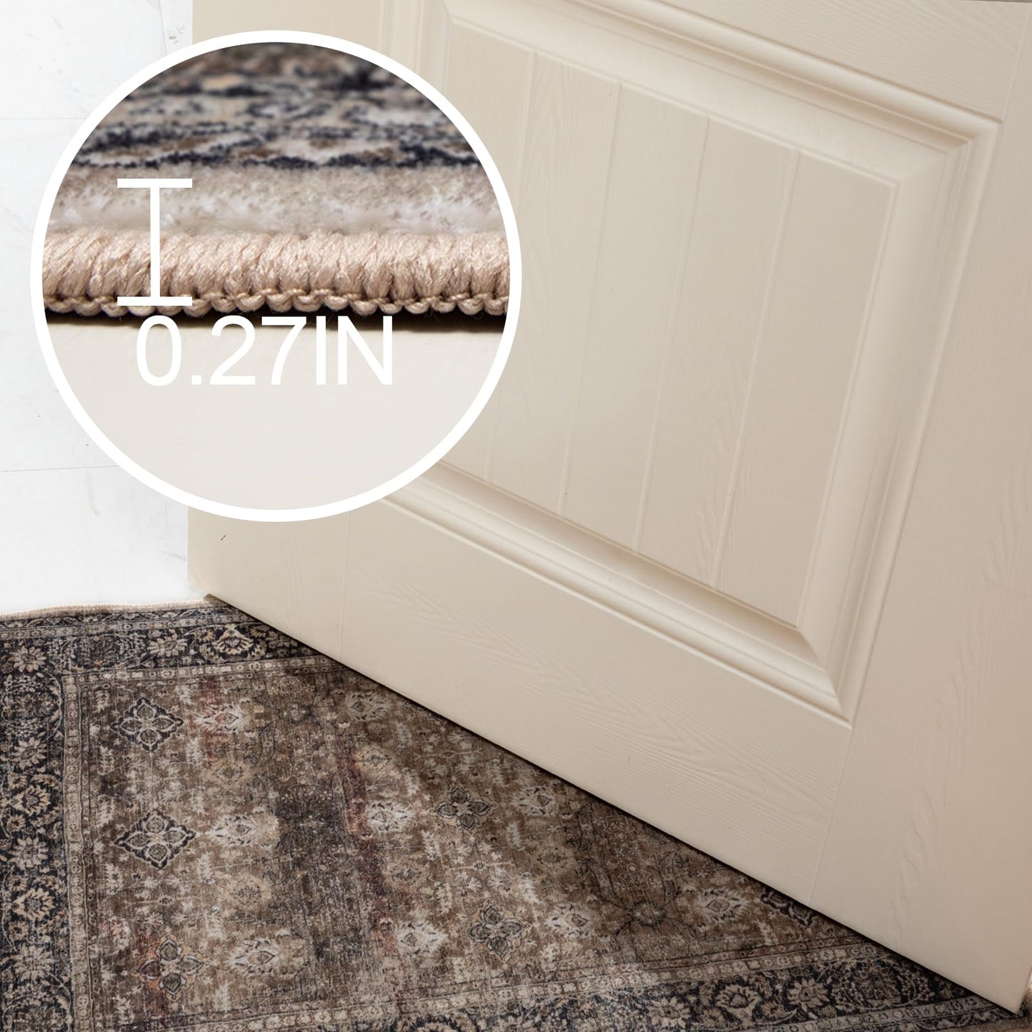 ARTWEAVER 10x14 Extra Large Area Rug for Living Room, Dining Room, Bedroom Home Office-Washable Non-Slip Vintage Floral Soft Non-Shedding Distressed Faux Wool Large Area Rugs (Brown, 10'x14')
