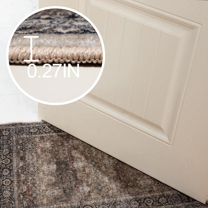 ARTWEAVER 10x14 Extra Large Area Rug for Living Room, Dining Room, Bedroom Home Office-Washable Non-Slip Vintage Floral Soft Non-Shedding Distressed Faux Wool Large Area Rugs (Brown, 10'x14')