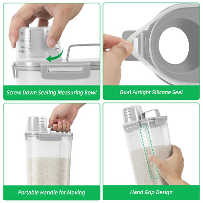 TBMax Rice Storage Container 3 to 5 Lbs - Small Pet Dog Cat Food Container Dispenser with Easy Pouring Spout & Cup, Portable Cereal Container for Small Spaces, Travel, or Daily Use