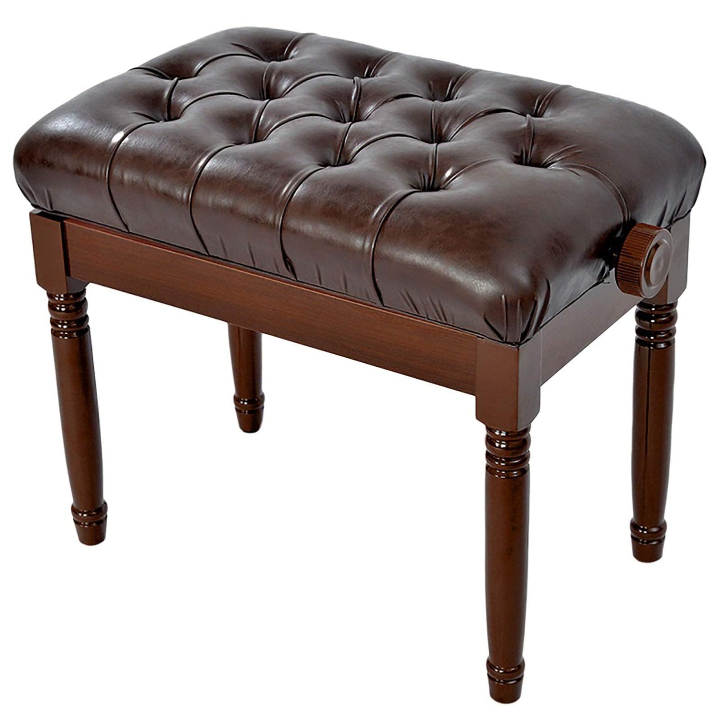 EliteBloom Leather Piano Bench Single Piano Stool Piano Bench with Solid Wood Leg Adjustable Piano Bench Luxury Cushion Height: 46-56Cm,Reddish Brown,Brown