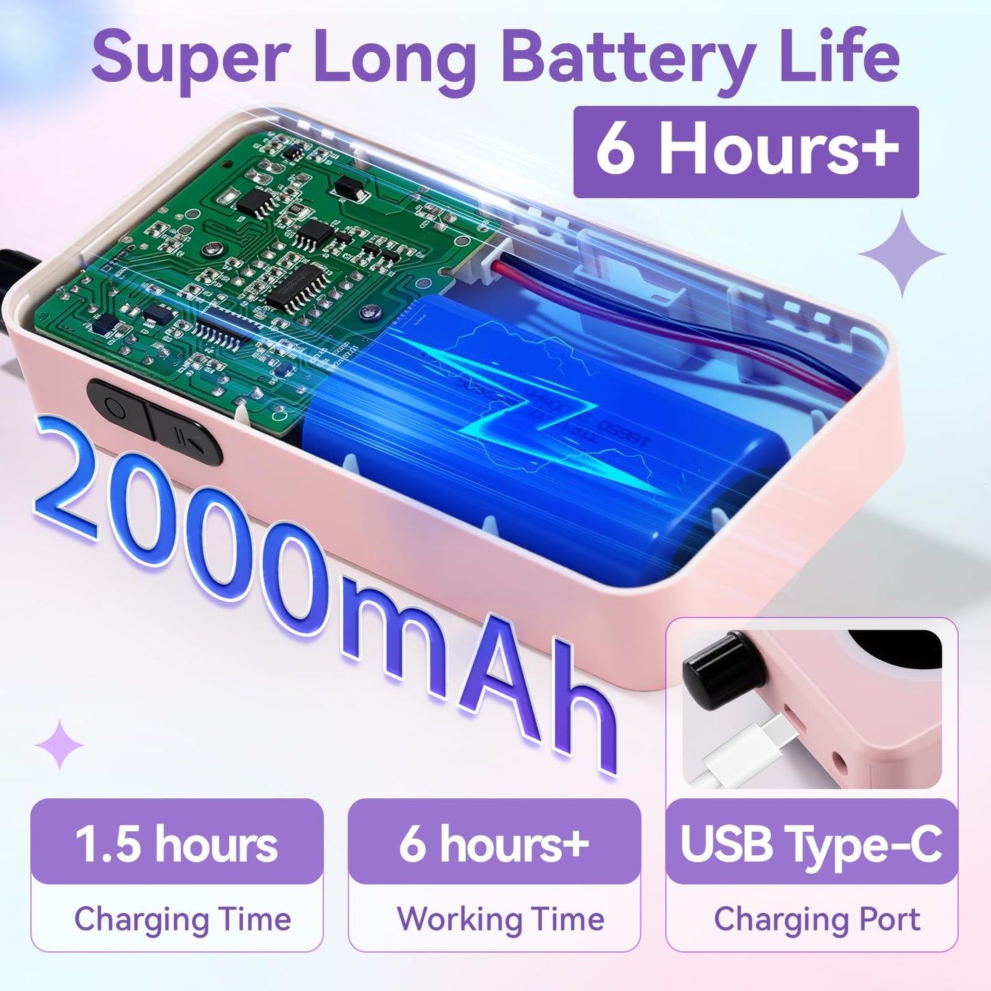 Makartt Nail Drill Professional: 60W 35000RPM Electric Nail File with Coreless Motor, 2 in 1 Desktop & Portable, Drill Bits and LCD Display for Acrylic Gel Nails, Nouvella Pink