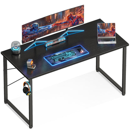ODK 48 Inches Computer Desk for Home Office, Office Table for Small Spaces, Writing Desk with Headphone Hooks, Black