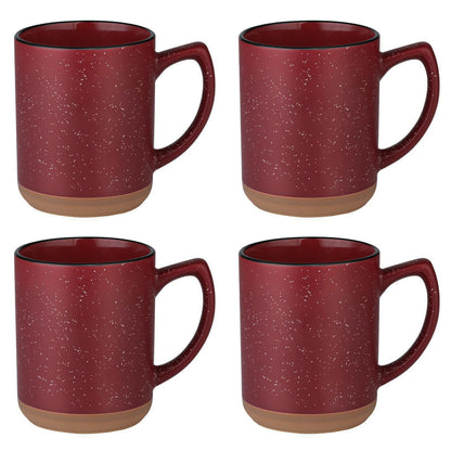 NBABSR Red Diner Coffee Mugs Set of 4,11 Oz Ceramic Espresso Cups Set with Handle Cup with Speckled for Children Boys Girls Women Men Gifts Microwave & Dishwasher Safe